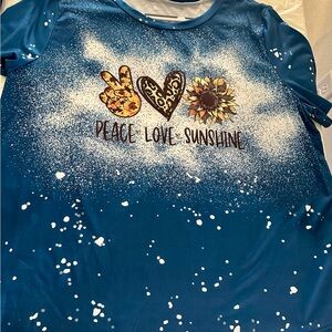 Women's Blue Graphic Tee - Peace Love Sunshine
